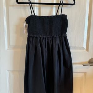 Aritzia Black Smocked Cotton Dress